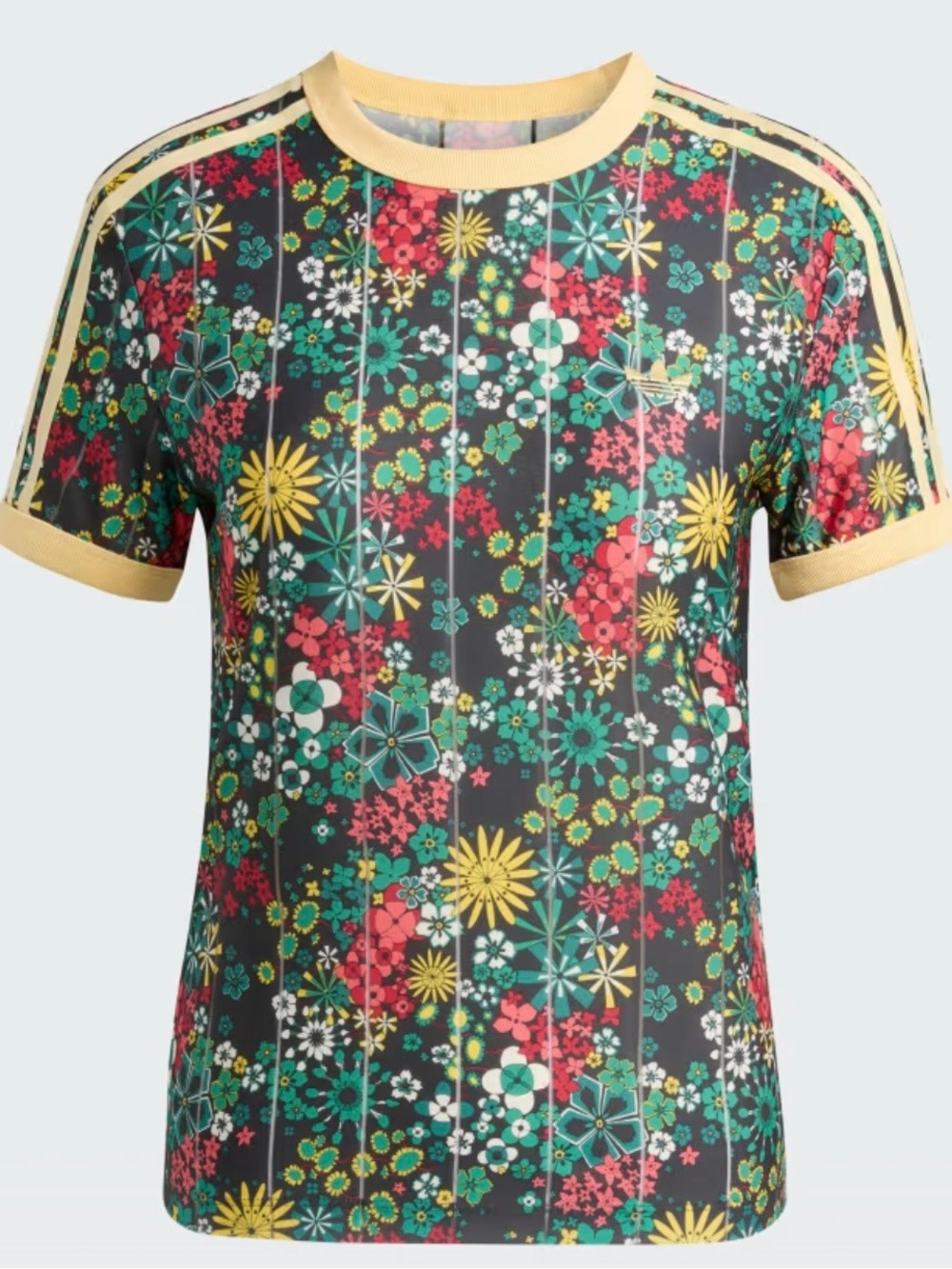 adidas x Liberty Multicolor Floral Short Sleeve Tee with Yellow Trim